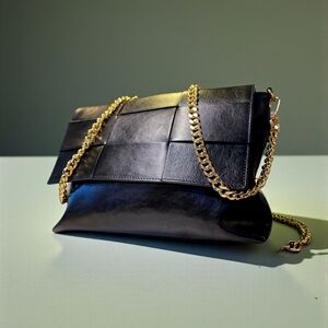 Anna Paola Made in Italy Leather Woven Flap Bag NWT